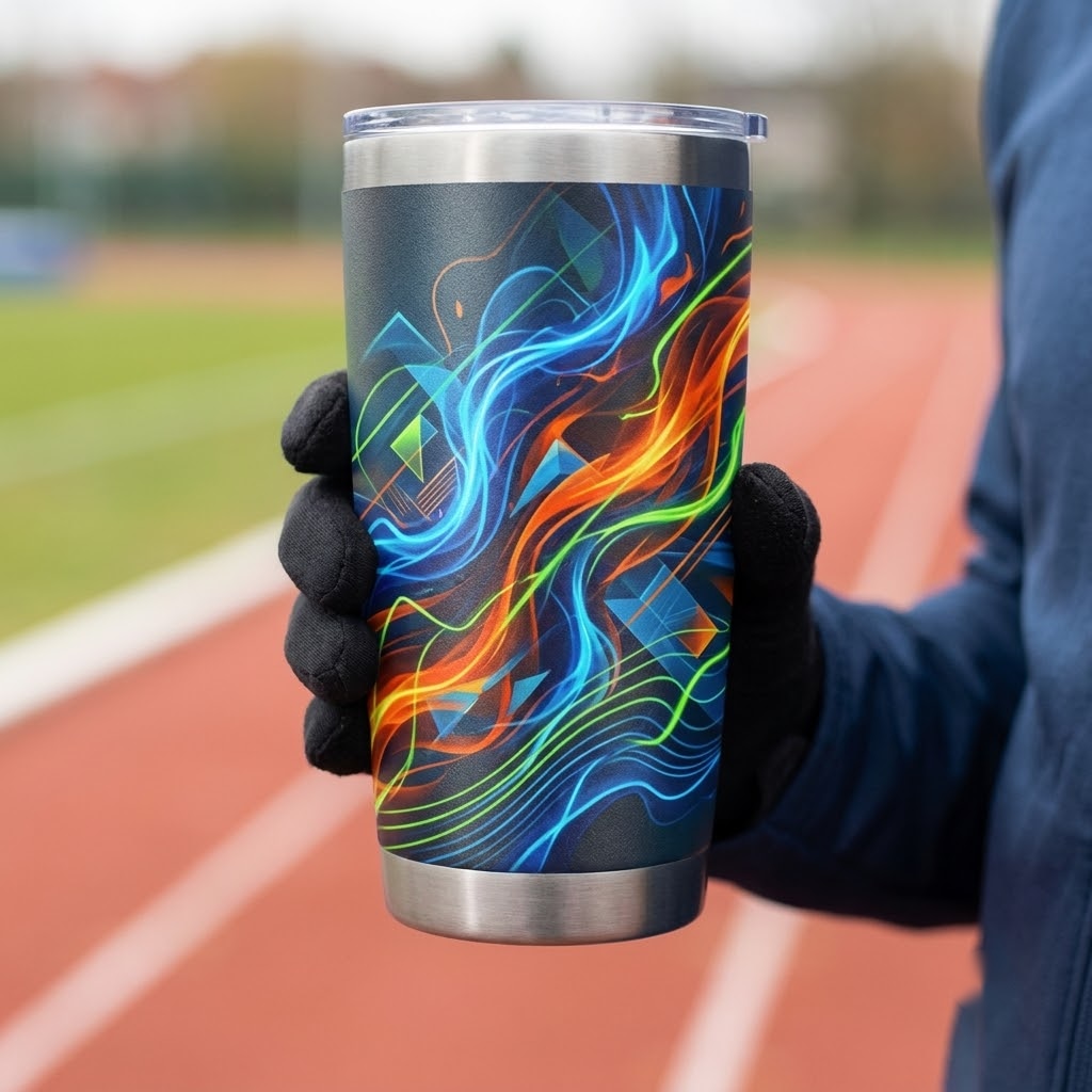 Dynamic Energy Motion Abstract Tumblers for Active Lifestyles