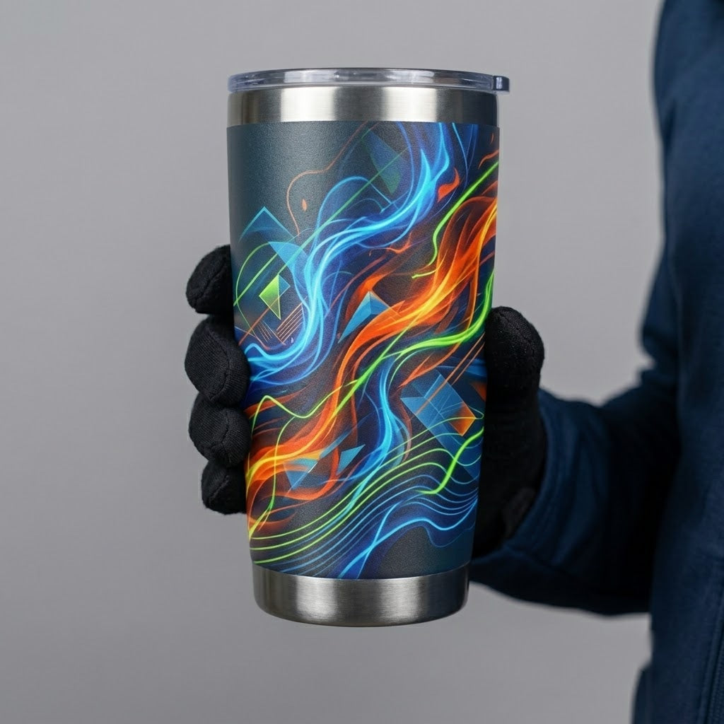 Dynamic Energy Motion Abstract Tumblers for Active Lifestyles